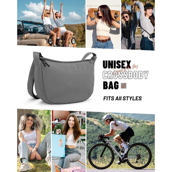 Women Grey Imported Polyester Crossbody Lightweight Crescent Trendy Sling Bag - Picture 6 of 8